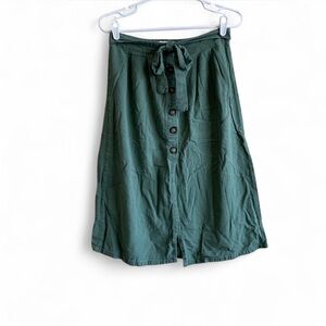 Green Button-Down Midi Skirt! Size Medium!